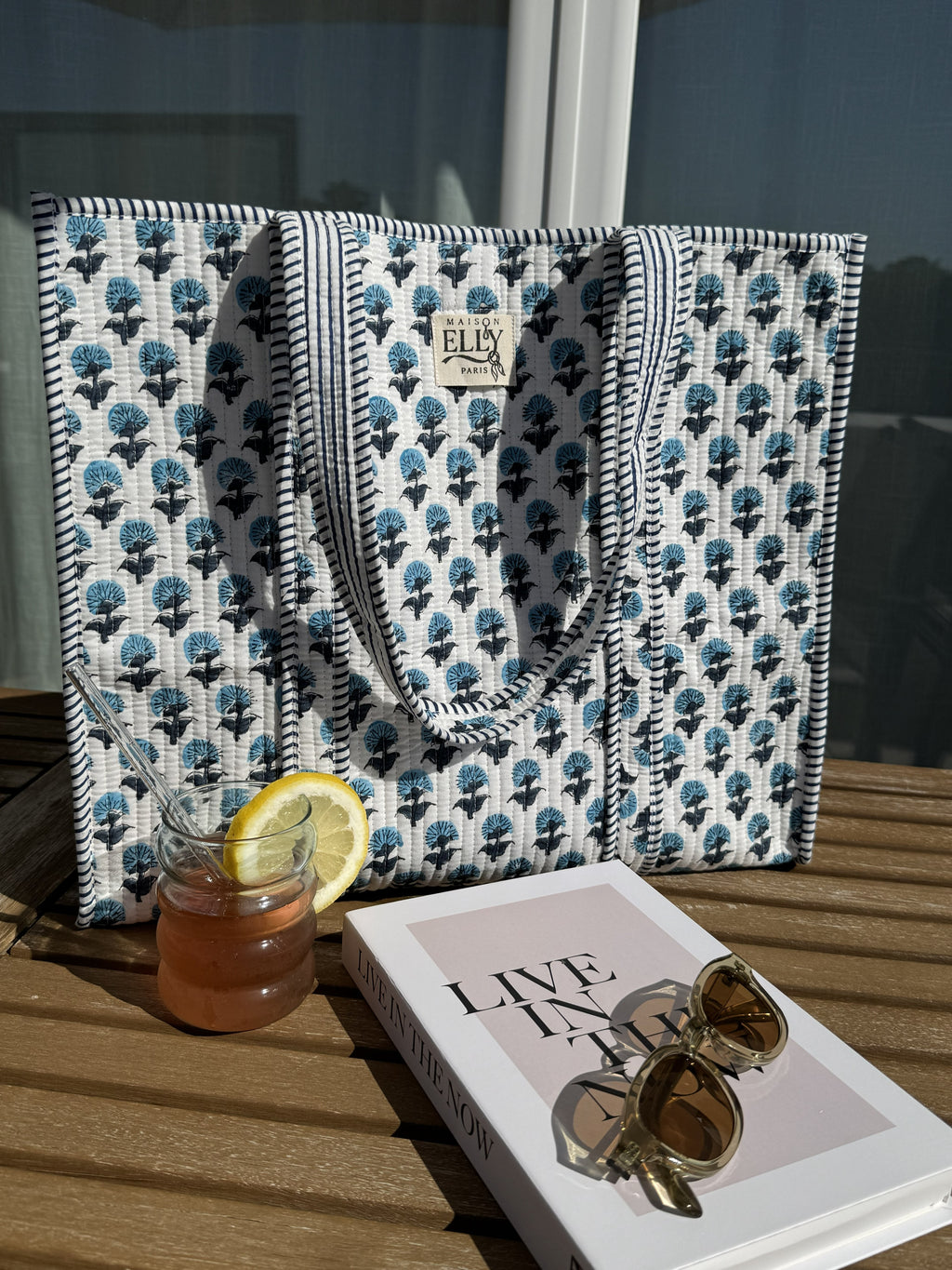SAC CABAS MATELASSÉ FLEURI